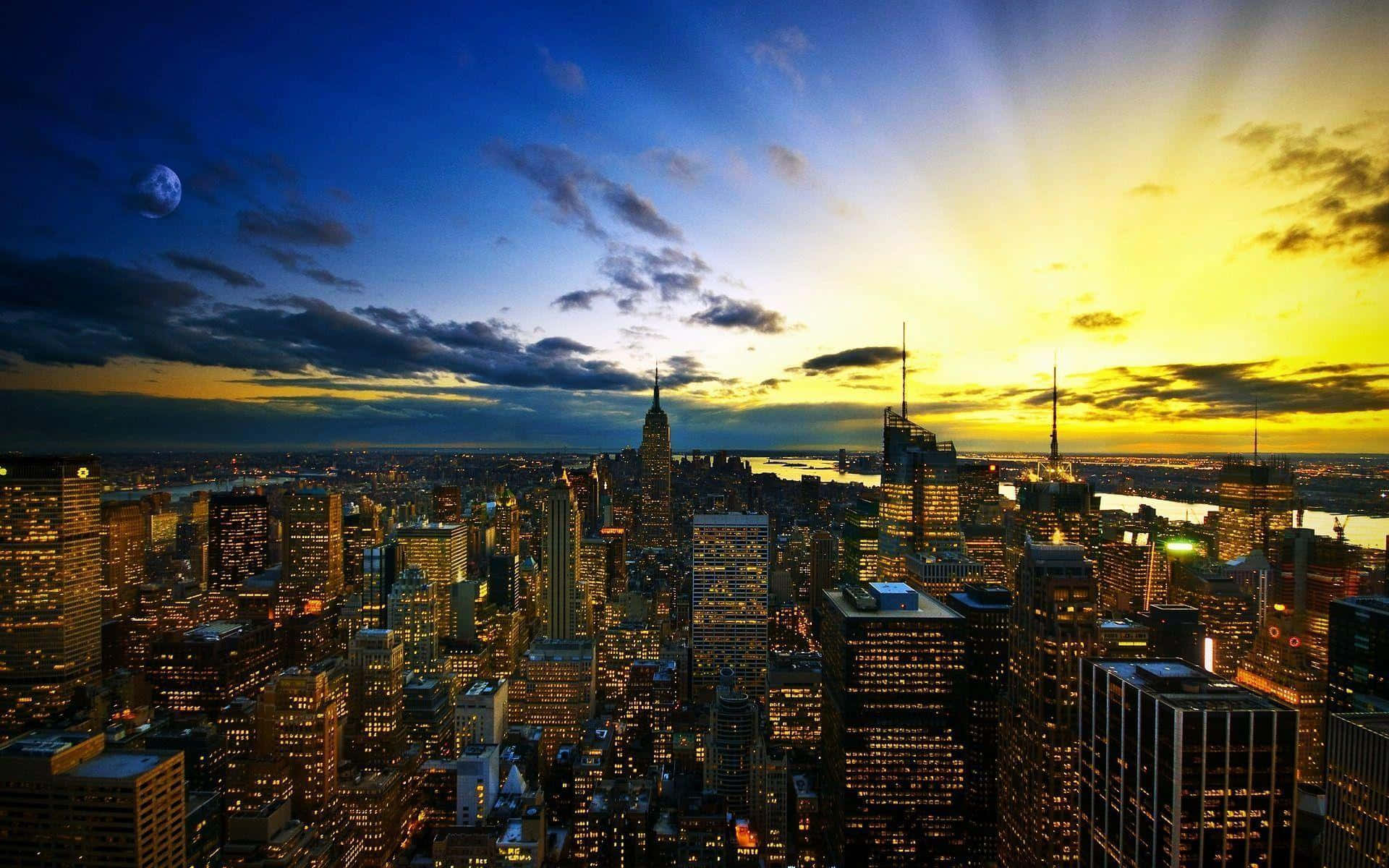 Caption: Breathtaking Dusk View Of New York City