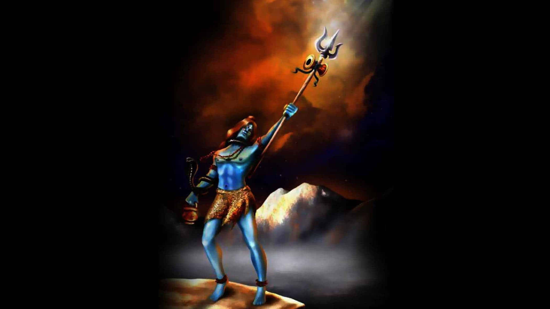 Caption: Breathtaking Representation Of Vedic God Lord Rudra Wallpaper