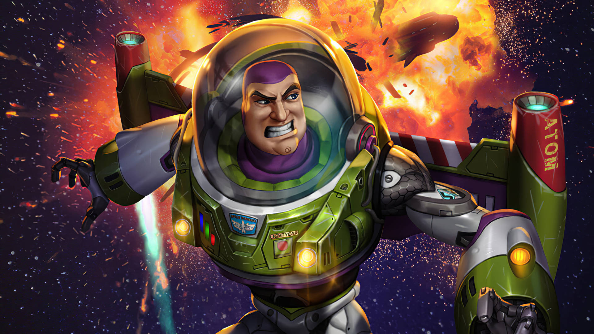 Caption: Buzz Lightyear Ready For Galactic Adventure Wallpaper