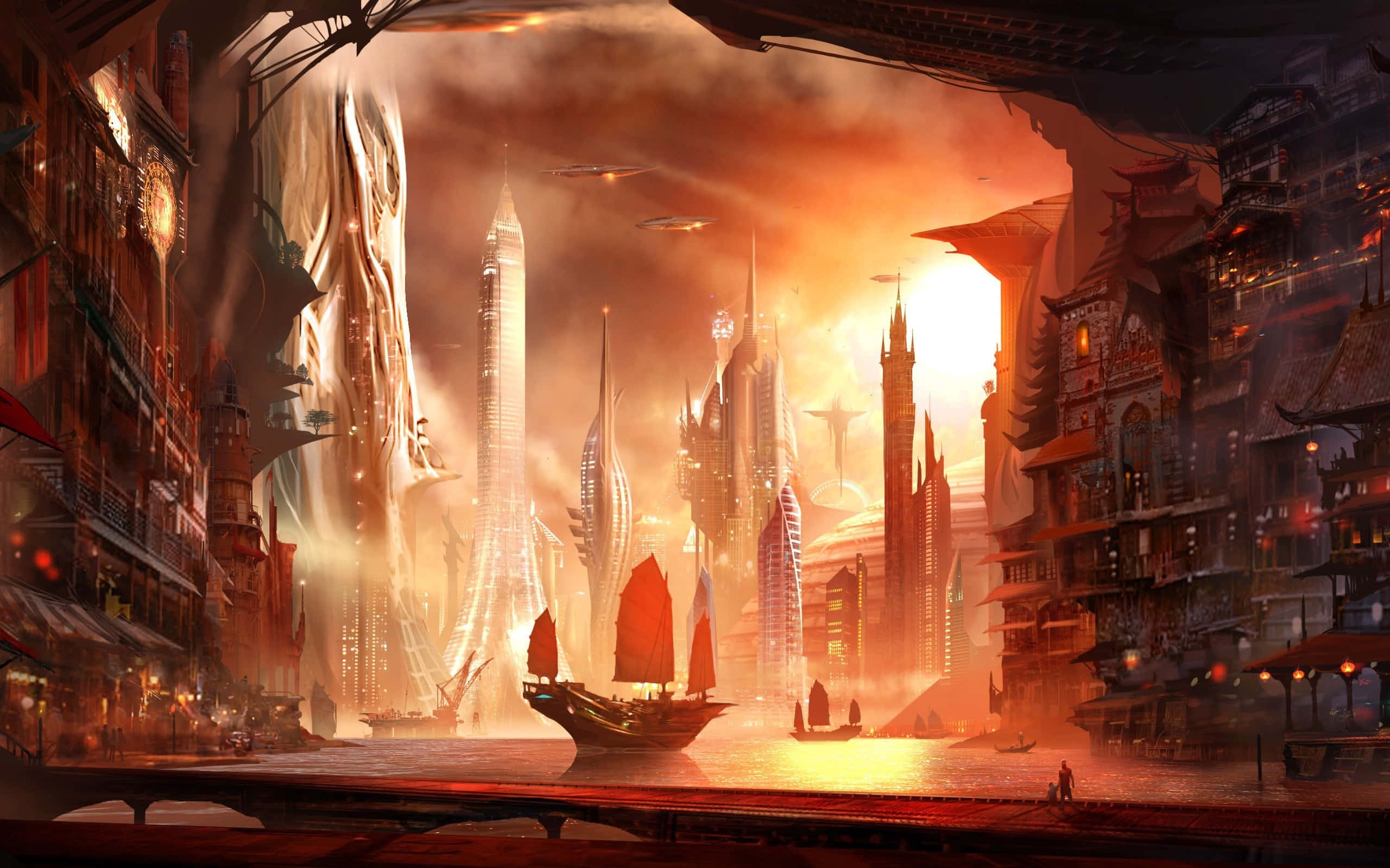 Caption: Captivating View Of The Space City’s Nightlife Wallpaper