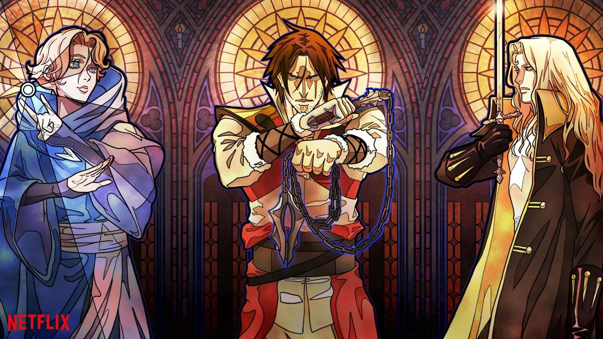 Download Caption Castlevania Sypha Belnades In Magical Action Wallpaper