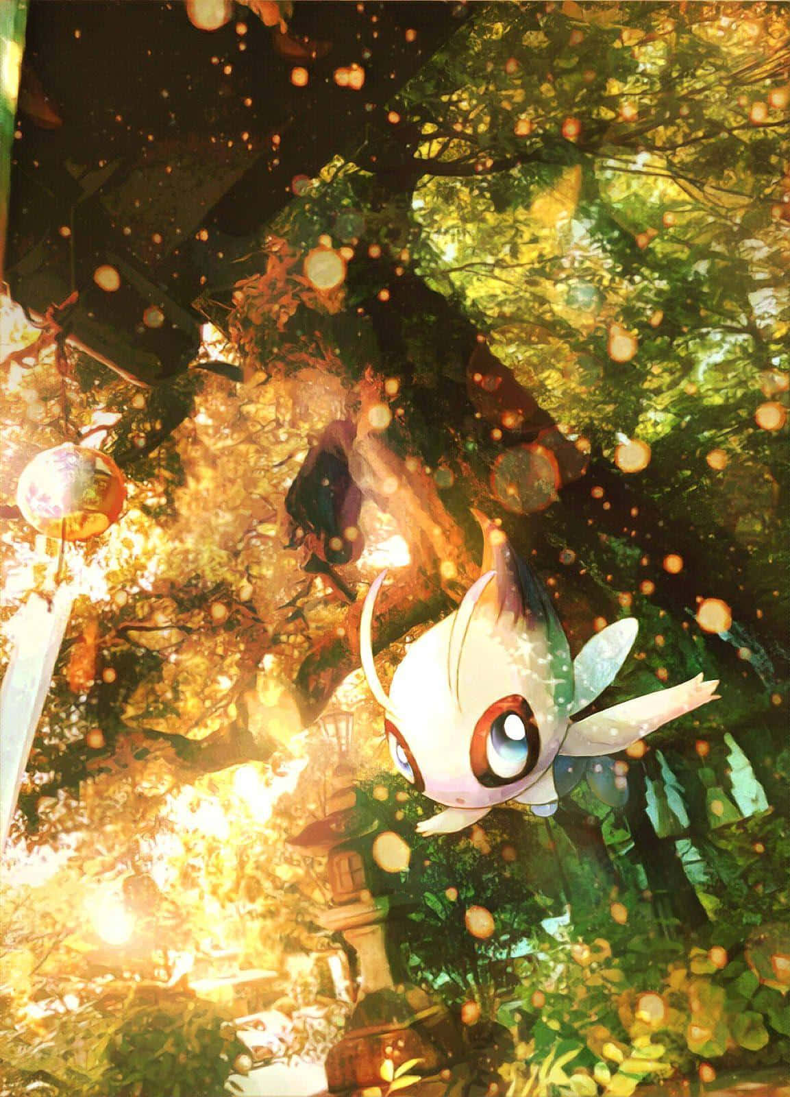 Caption: Celebi: Legendary Psychic Grass Pokemon Of Johto Region Wallpaper
