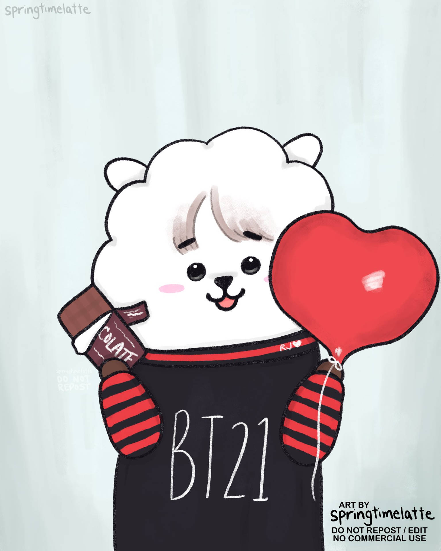 Caption: Cheerful Rj Bt21 Showing Off Its Charming Smile Wallpaper