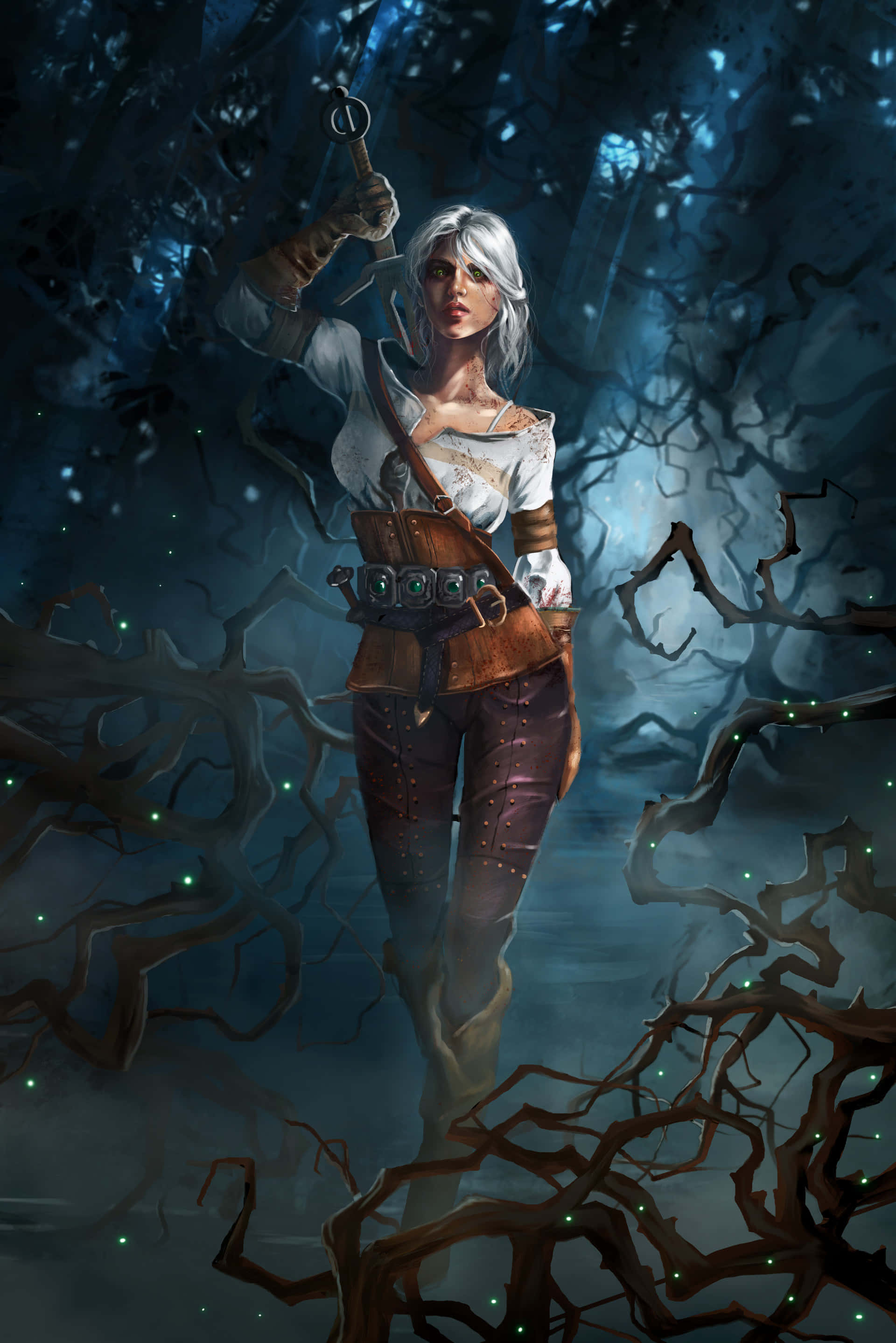 Caption: Ciri On Battlefield - A Witcher Tale By Moonlight Wallpaper