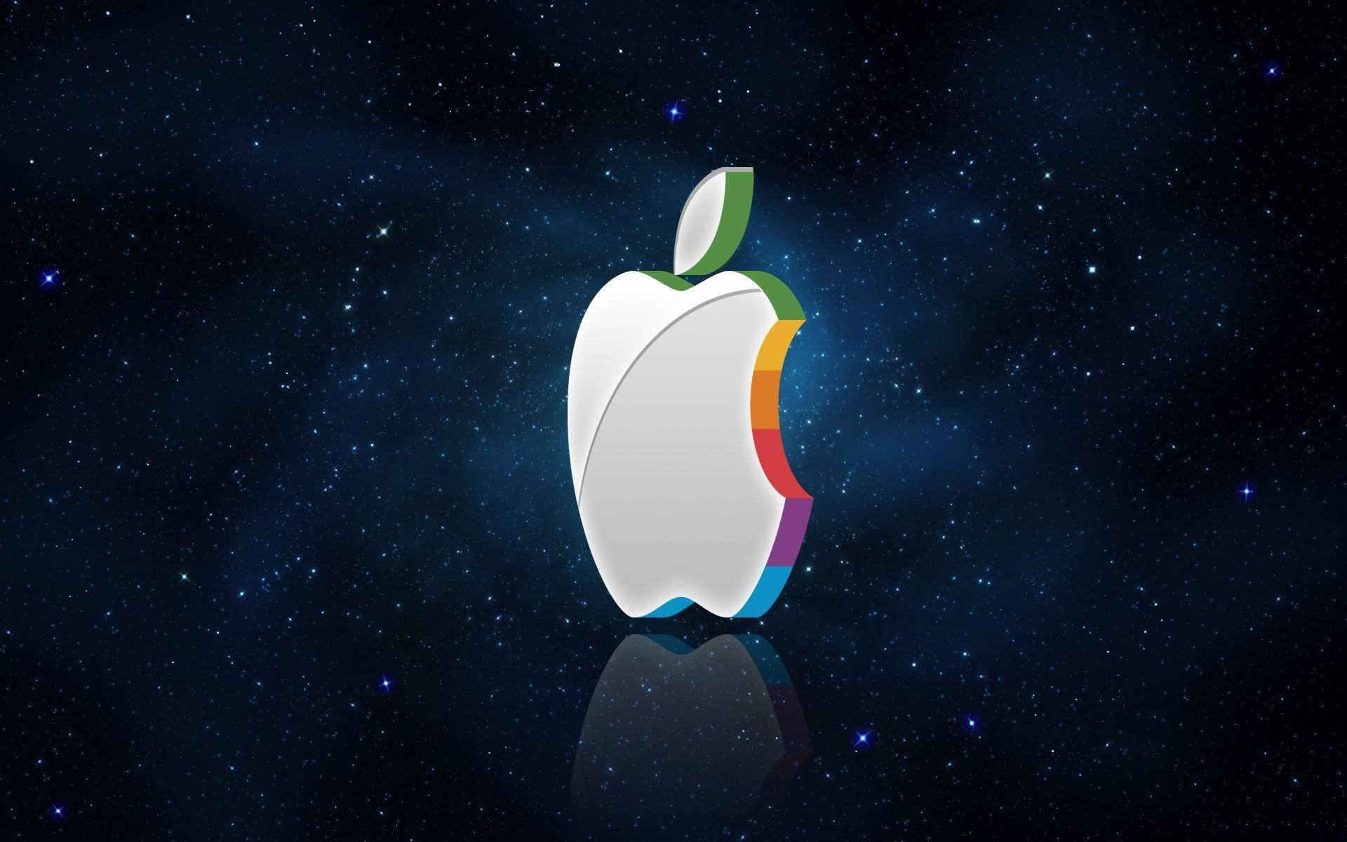 Caption: Compelling Blue Apple Logo Image Wallpaper