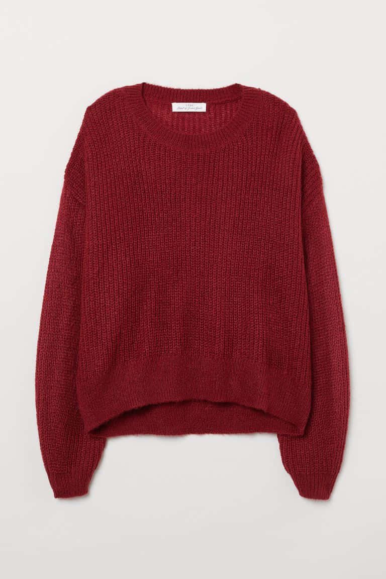 Caption: Cozy Red Sweater Outfit For Winter Collection. Wallpaper