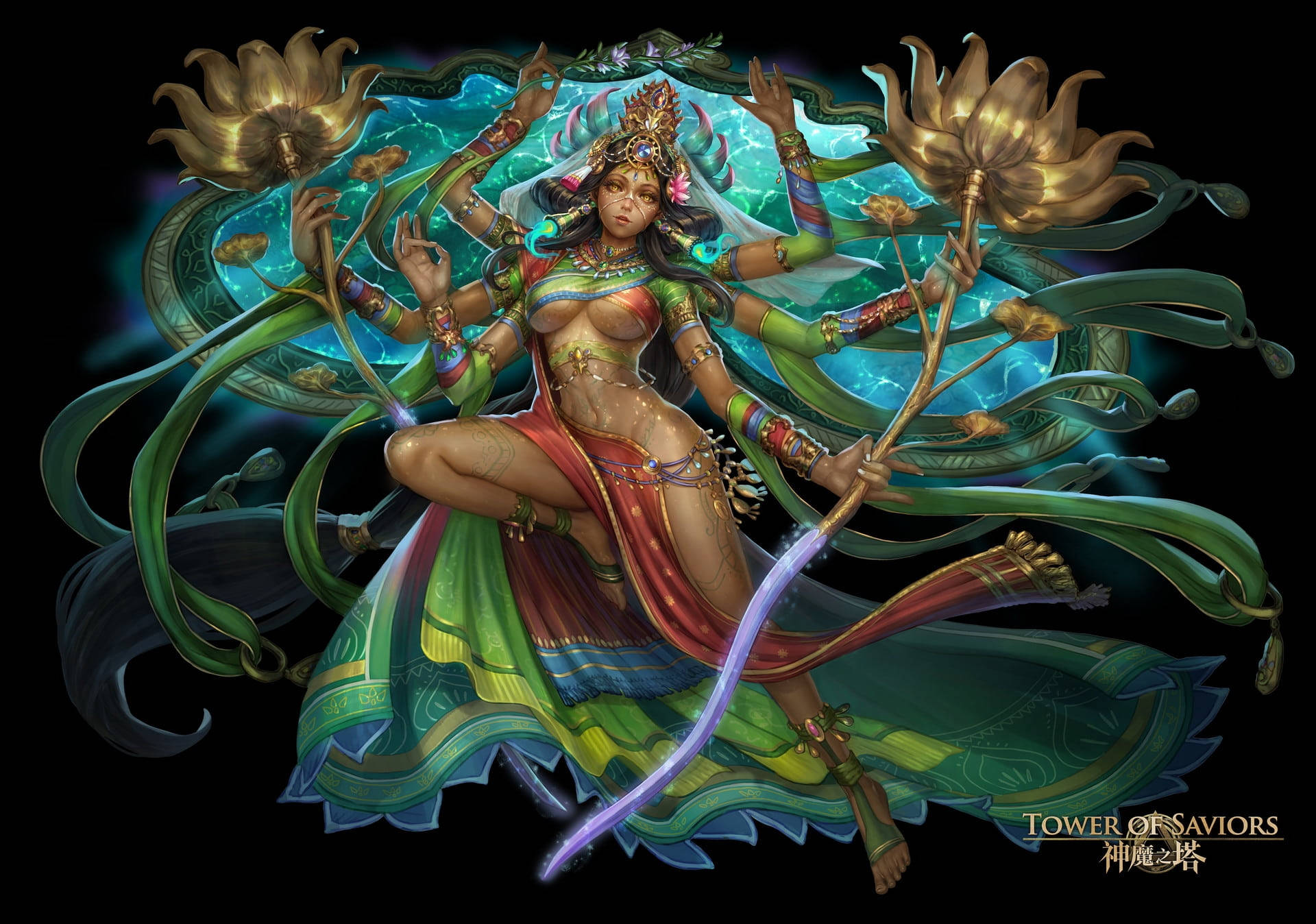 Caption: "divine Grace Of Goddess Saraswati" Wallpaper