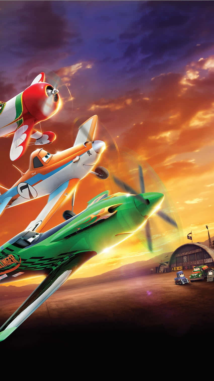 Caption: "dusty Crophopper Of Disney's Planes Flying High In The Sky" Wallpaper