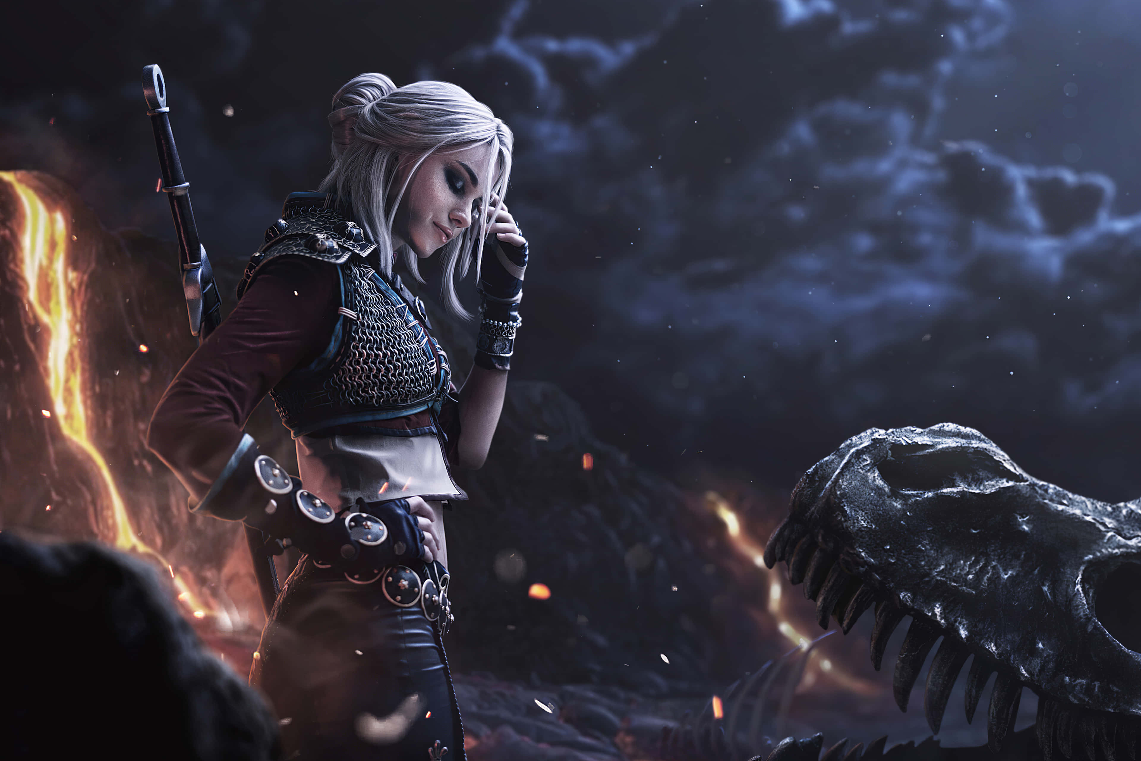 Caption: Dynamic Ciri In Action Wallpaper