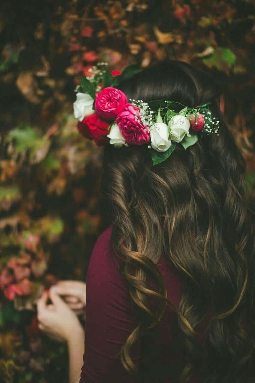 Caption: Embrace Nature's Beauty With A Vibrant Flower Crown Wallpaper