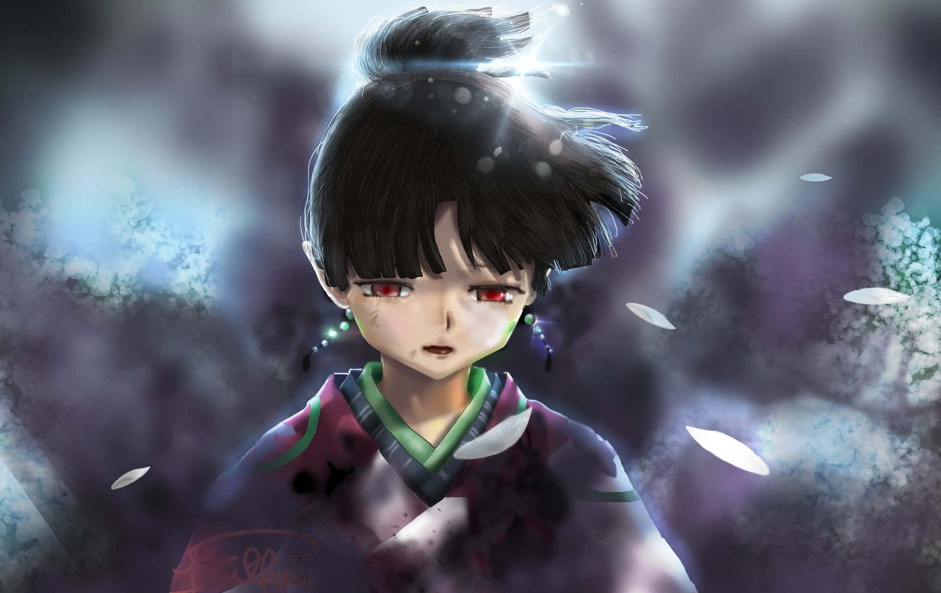 Caption: Enchanting Kagura Of The Wind In The World Of Inuyasha Wallpaper