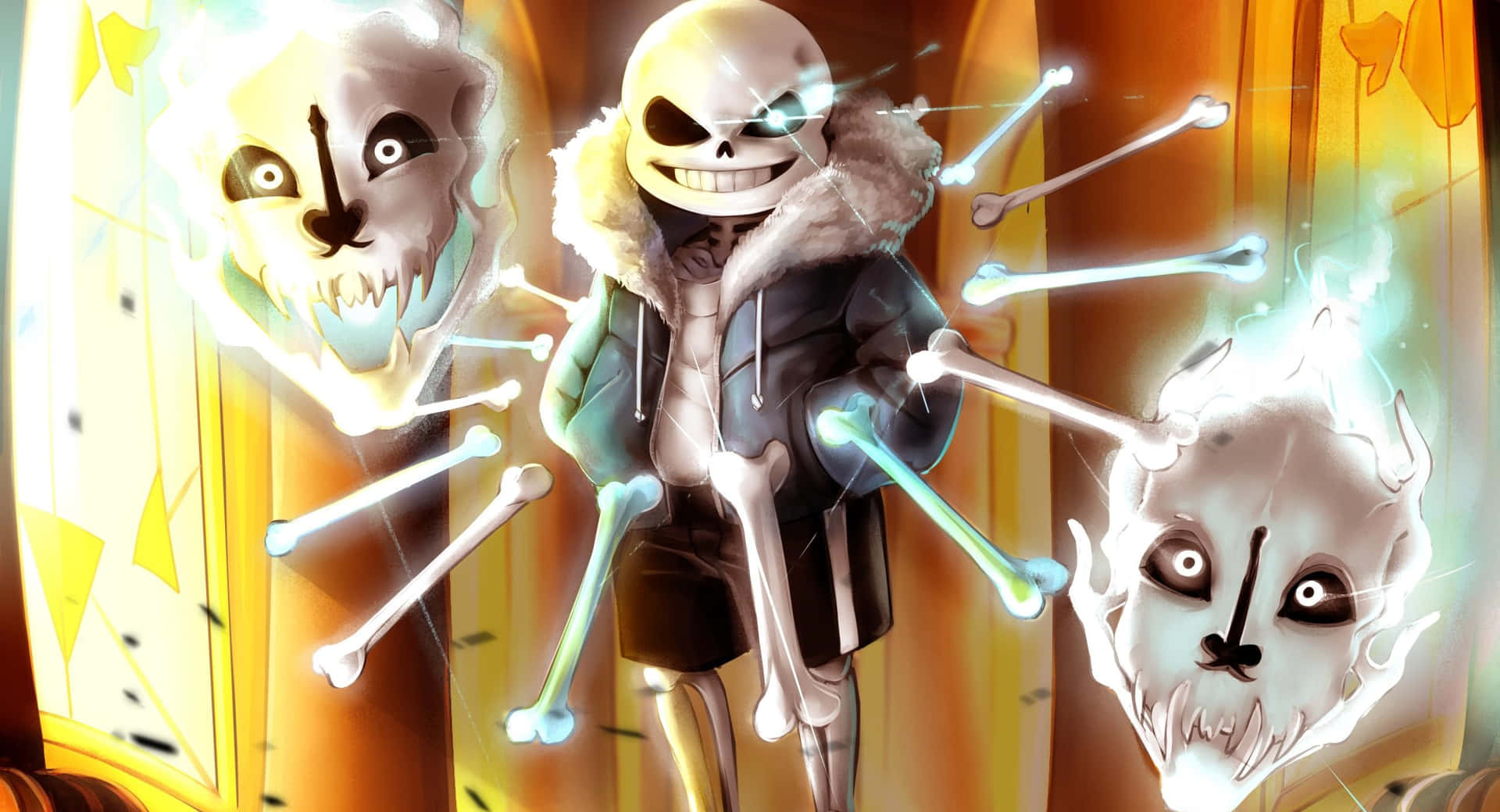 Caption: Enigmatic Sans From Undertale In Glowing Virtual World