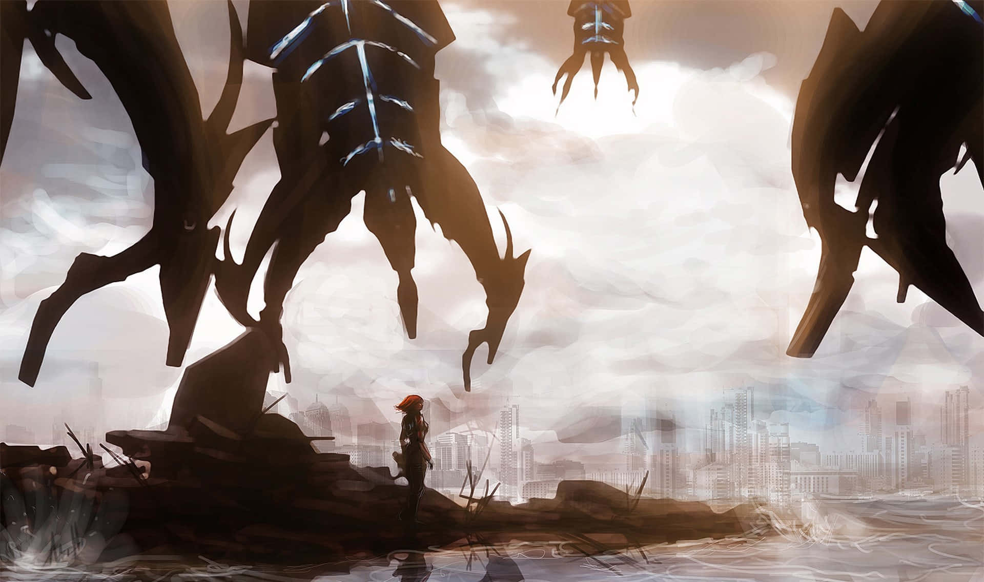 Caption: Epic Battle Against Reaper In Mass Effect 3 Wallpaper