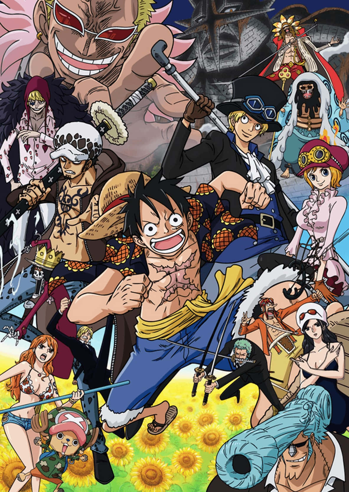 Caption: Epic Battle On Dressrosa Island - One Piece Anime Series Wallpaper