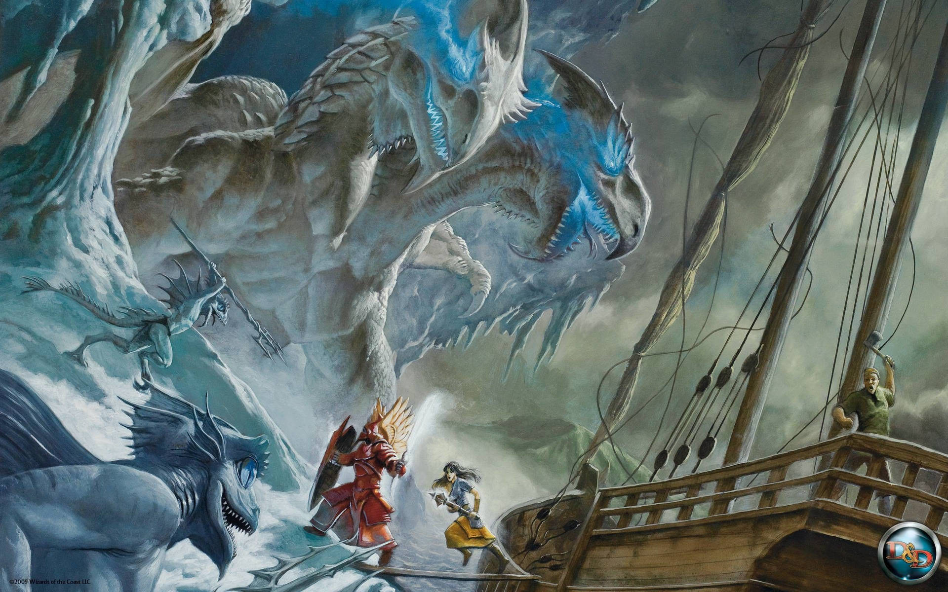 Caption: Epic Dragon Fantasy Battle - D&d Inspired Artwork Wallpaper