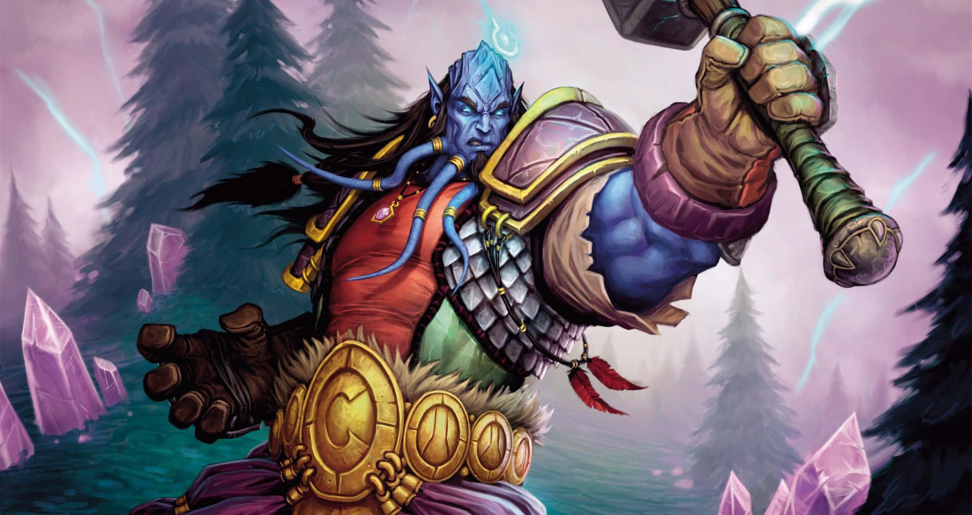 Caption: Epic Warlock In World Of Warcraft Unleashing Dark Magic Wallpaper
