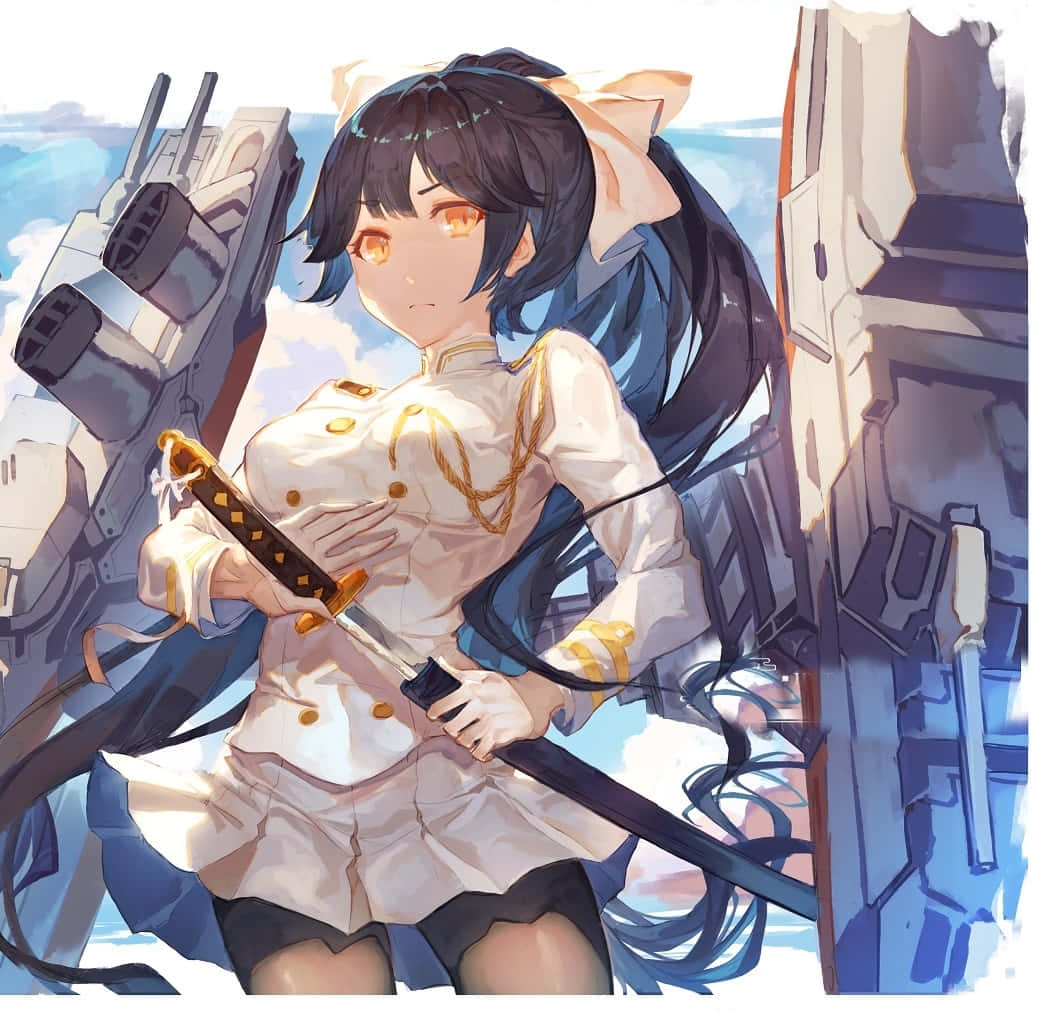 Caption: Gorgeous Azur Lane Takao In Action Wallpaper