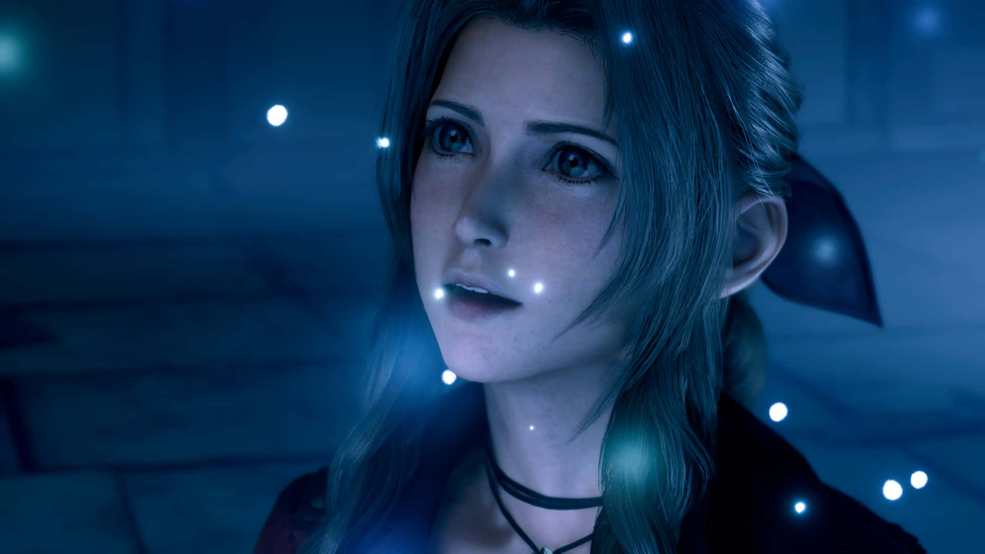 Caption: Gorgeous, Detailed Portrait Of Aerith Gainsborough From Final Fantasy Vii Wallpaper
