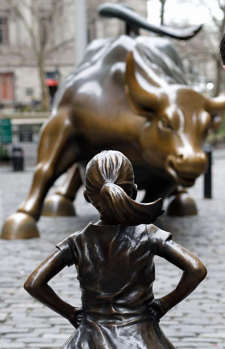 Caption: Invincible Bull On Wall Street Wallpaper