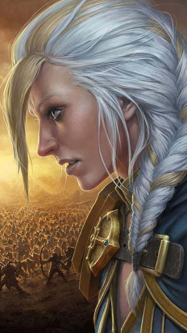 Caption: Jaina Proudmoore Striking A Majestic Pose During The Battle. Wallpaper