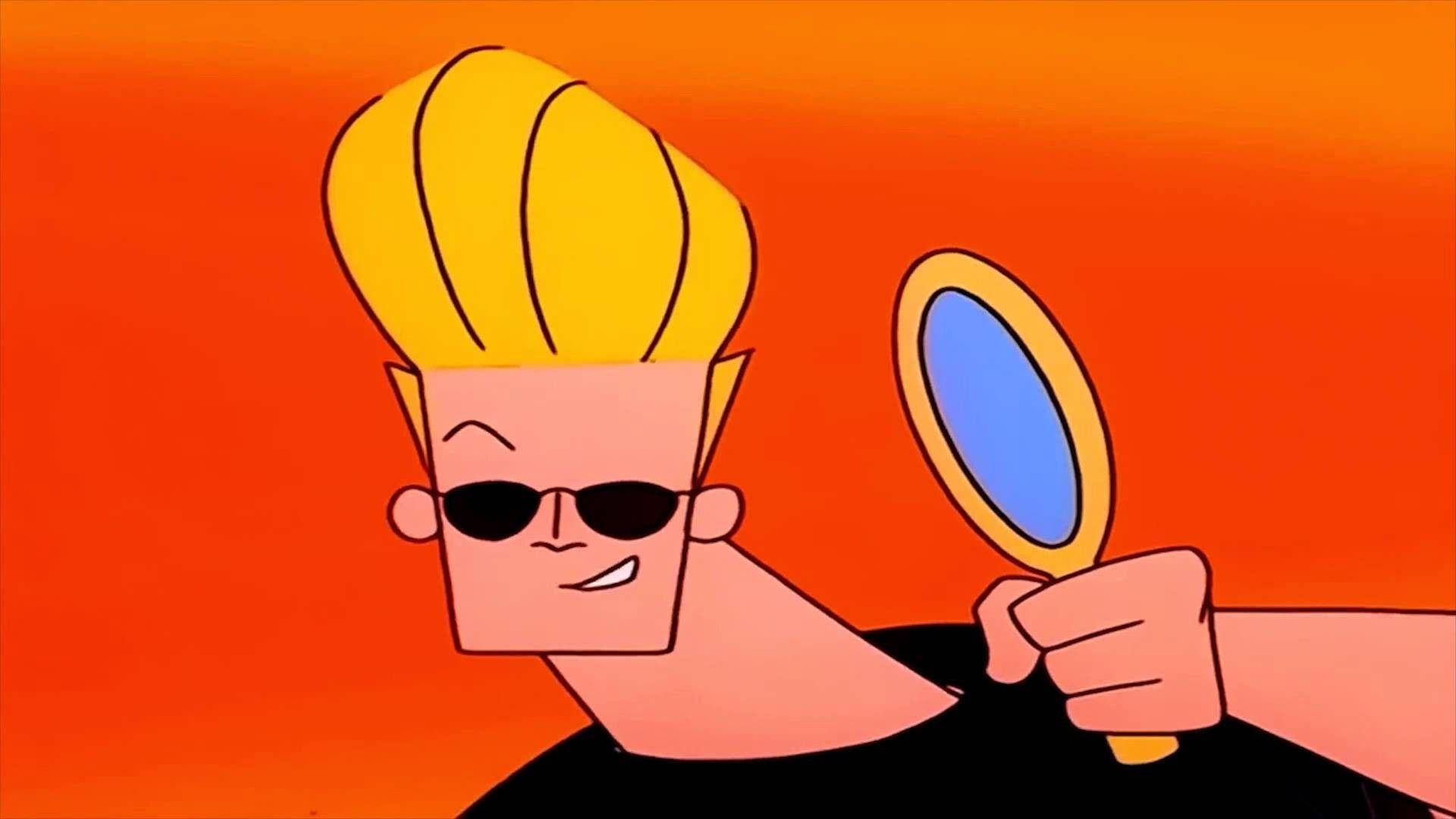 Caption: Johnny Bravo Showing Off His Muscles Wallpaper