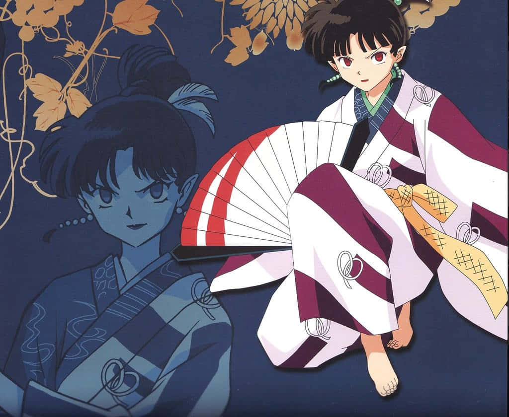 Caption: Kagura Of Wind Unleashed - A Still From Inuyasha Series Wallpaper