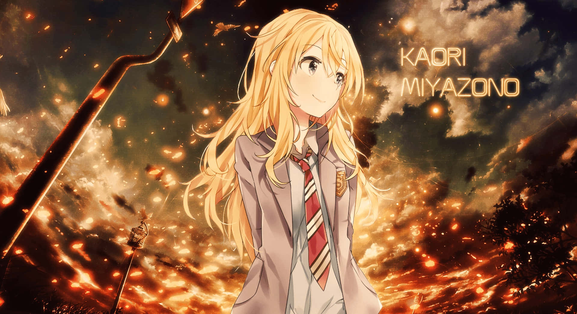 Caption: Kaori Miyazono, The Piano's Muse In A Moment Of Peaceful Reflection. Wallpaper