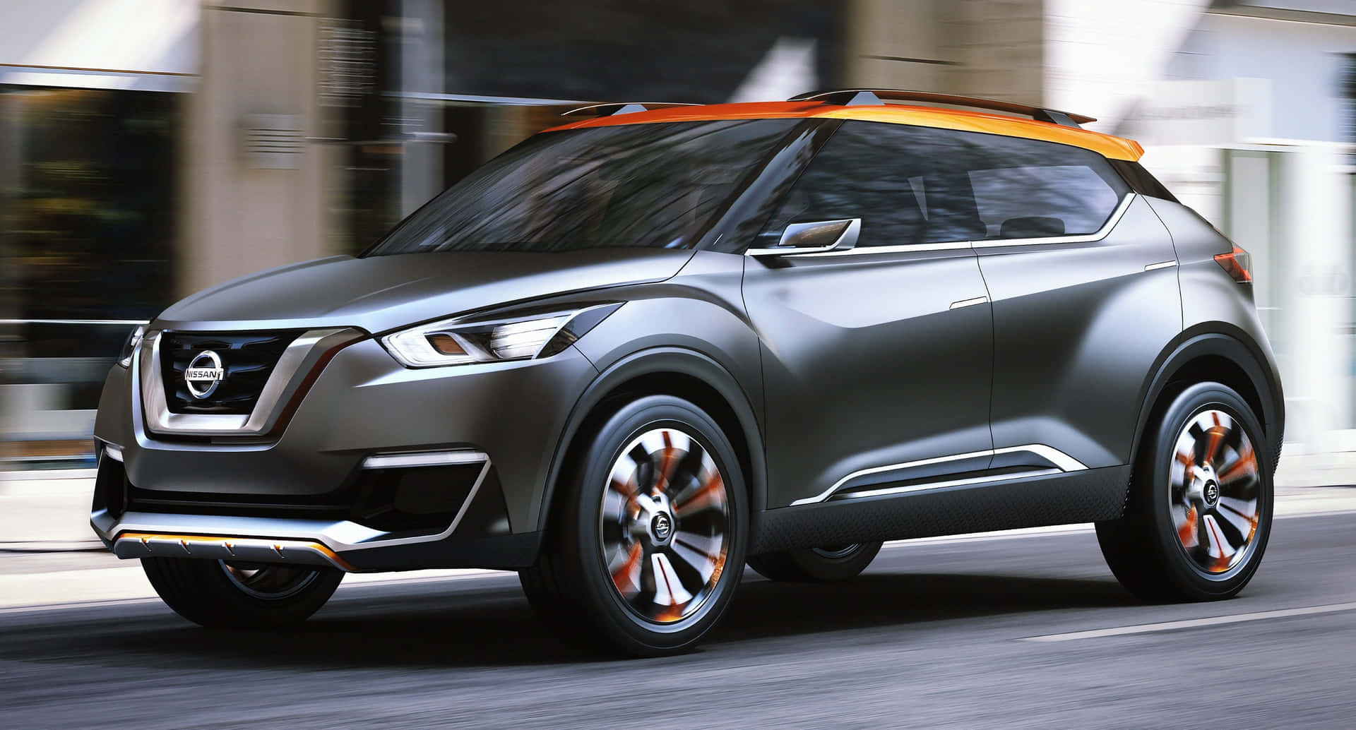 Caption: Luxurious Nissan Kicks Cruising On An Open Road Wallpaper