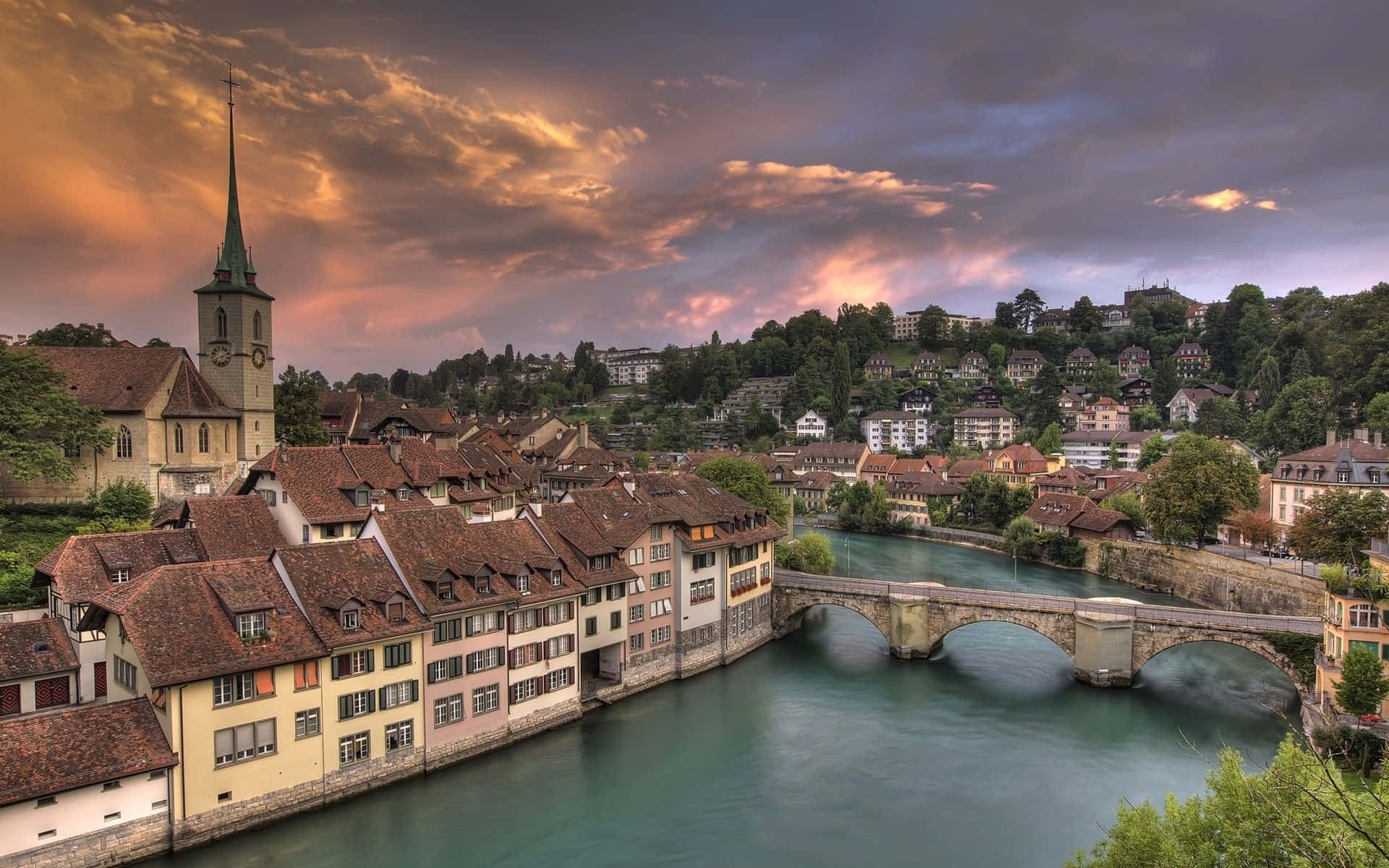 Caption: Majestic Aerial View Of The Federal Palace In Bern, Switzerland Wallpaper
