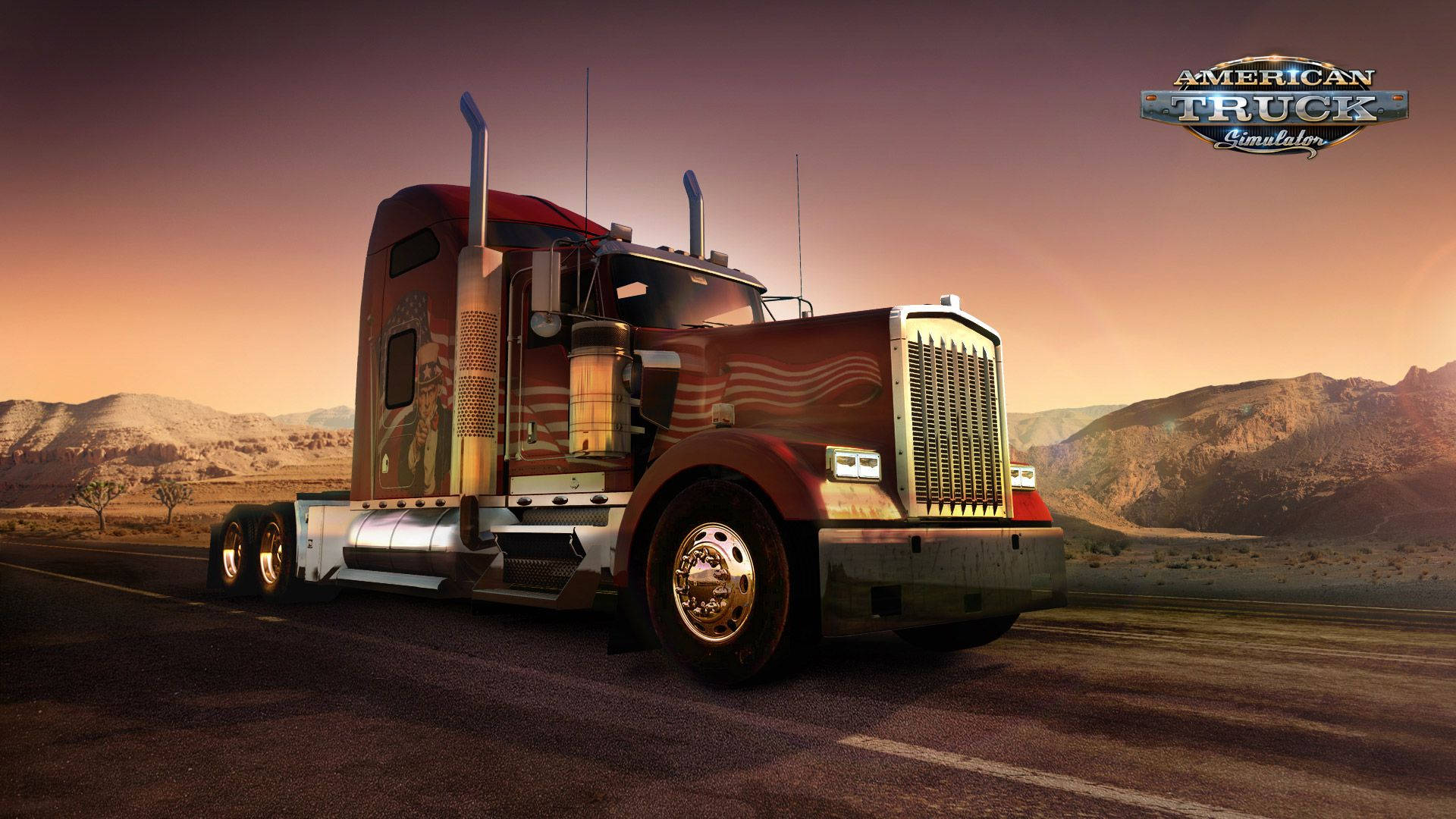 Caption: Majestic American Highway - American Truck Simulator Driving Experience Wallpaper