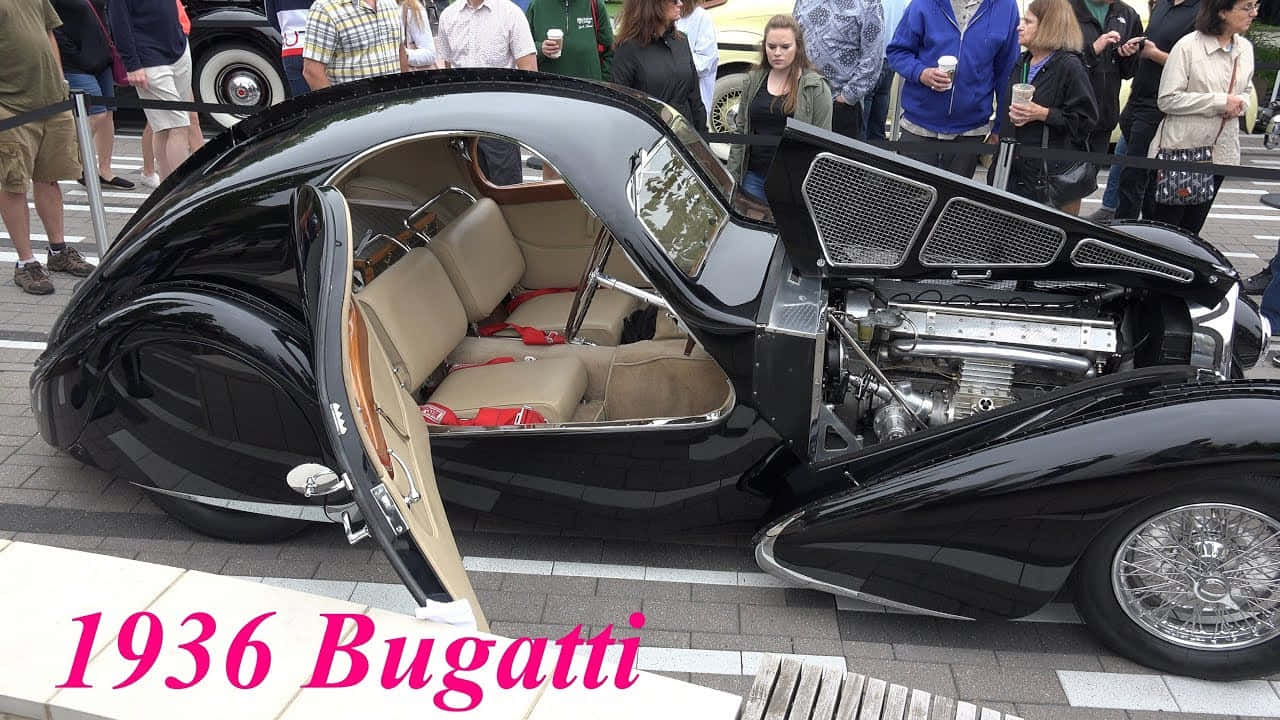 Caption: Majestic Bugatti Type 57sc Atlantic In Its Gleaming Mode Wallpaper