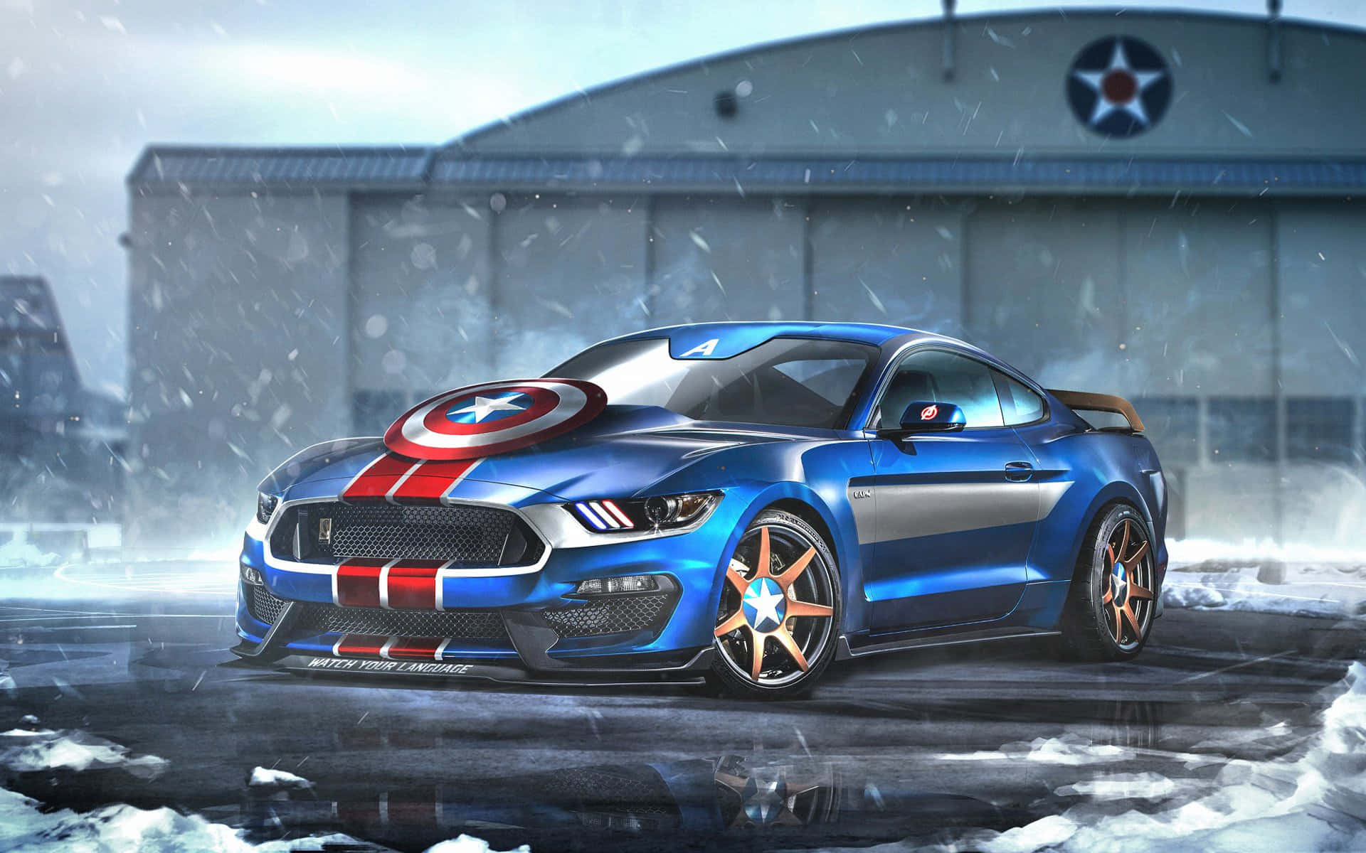 Caption: Majestic Ford Mustang Gt350r In Full Throttle Wallpaper
