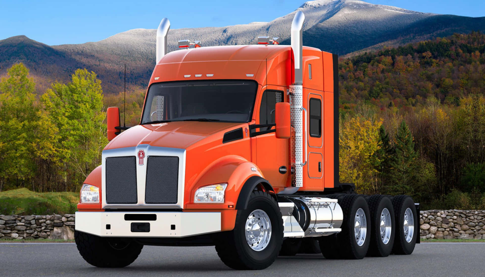 Caption: Majestic Kenworth T880 Semi-truck Showcasing Strength And Durability Wallpaper