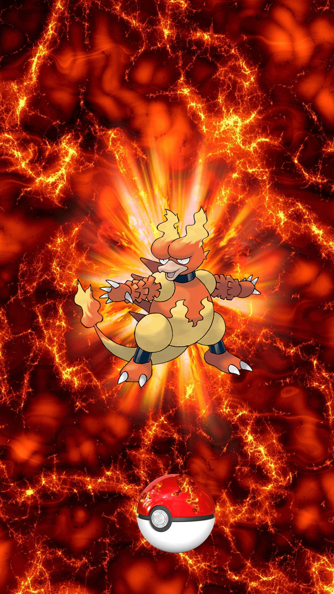 Caption: Majestic Magmar With A Pokeball Wallpaper