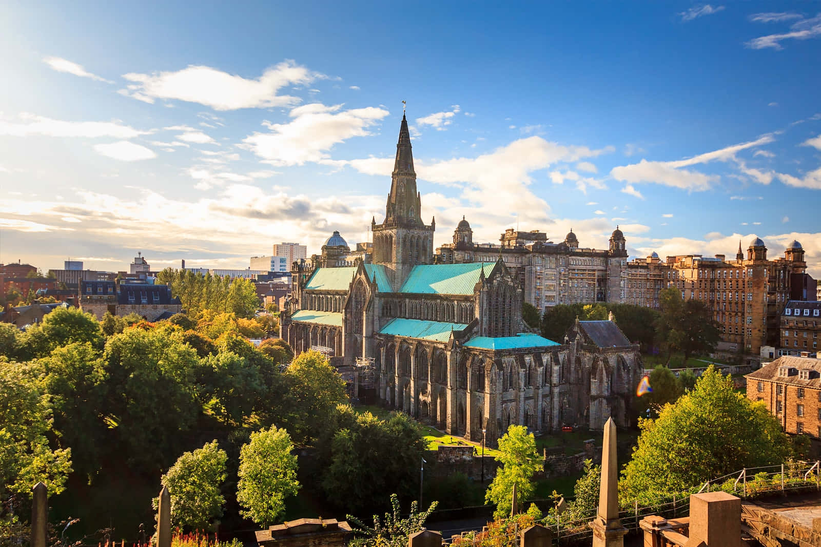 Caption: Majestic Scenery Of Glasgow City At Dusk Wallpaper