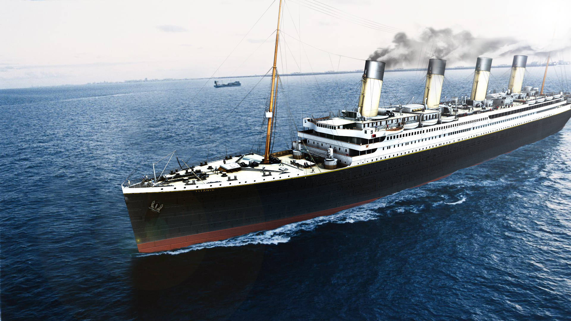 Caption: Majestic Titanic Sailing Under Starlit Skies Wallpaper