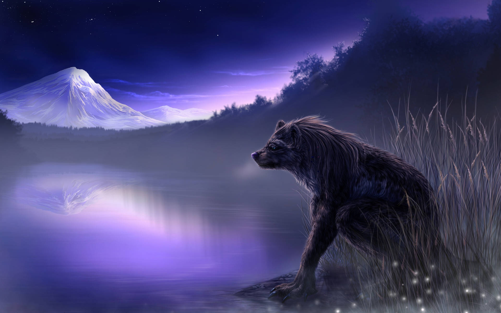 Caption: Majestic Wilderness - Fierce And Mysterious Wolf Wallpaper