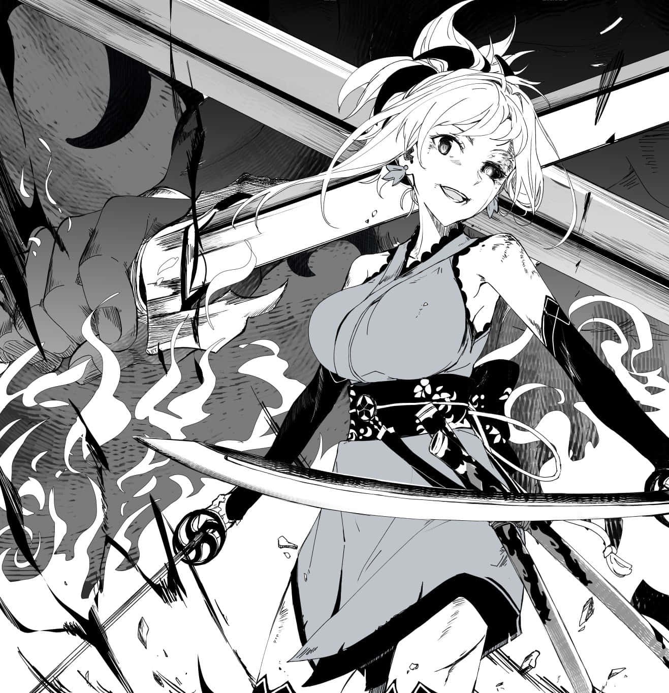 Caption: Mystical Musashi Miyamoto In Action Wallpaper