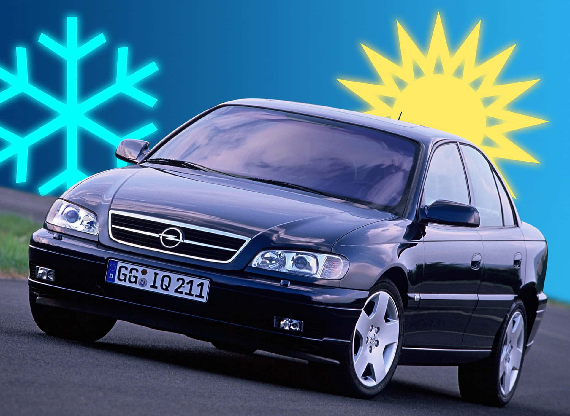 Caption: Opel Omega Ultimate Driving Machine In Nature Wallpaper