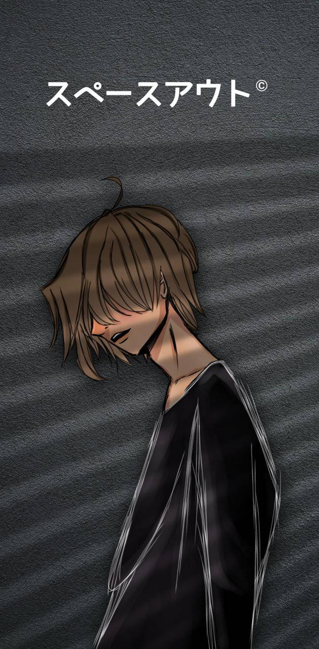 Caption: Pensive Anime Character Under Moonlight Wallpaper