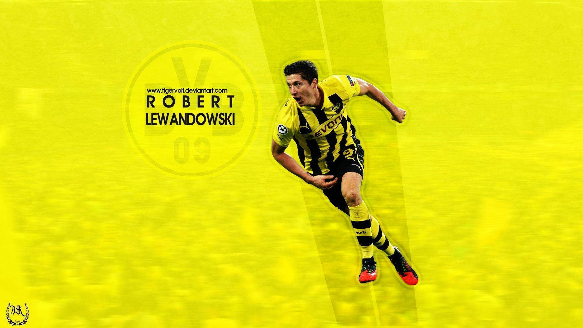 Caption: Robert Lewandowski In Action During A Football Match. Wallpaper