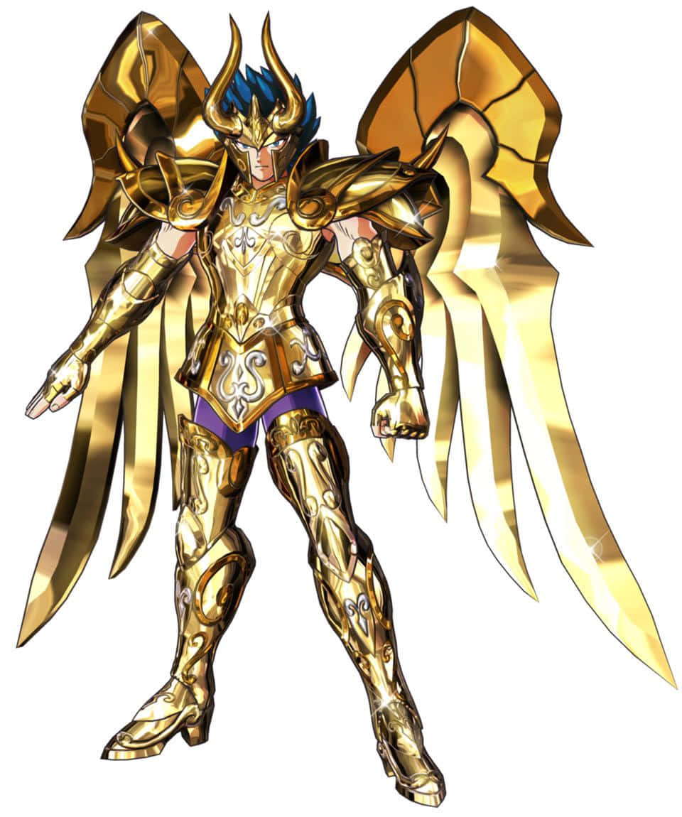 Caption: Saint Seiya Capricorn Shura In Battle Stance Wallpaper