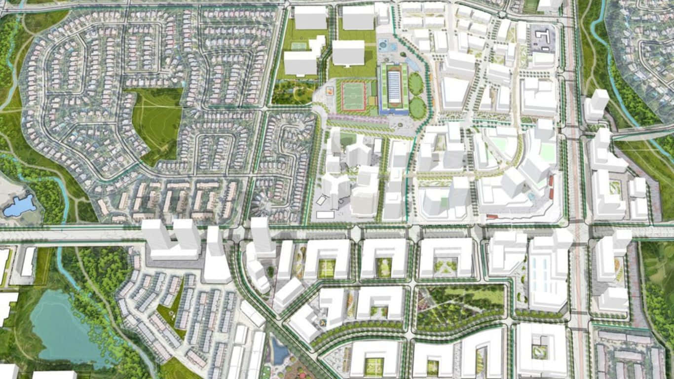 Bilde: Naturskjønn Utsikt Over Brampton By Under Solnedgang Bakgrunnsbildet