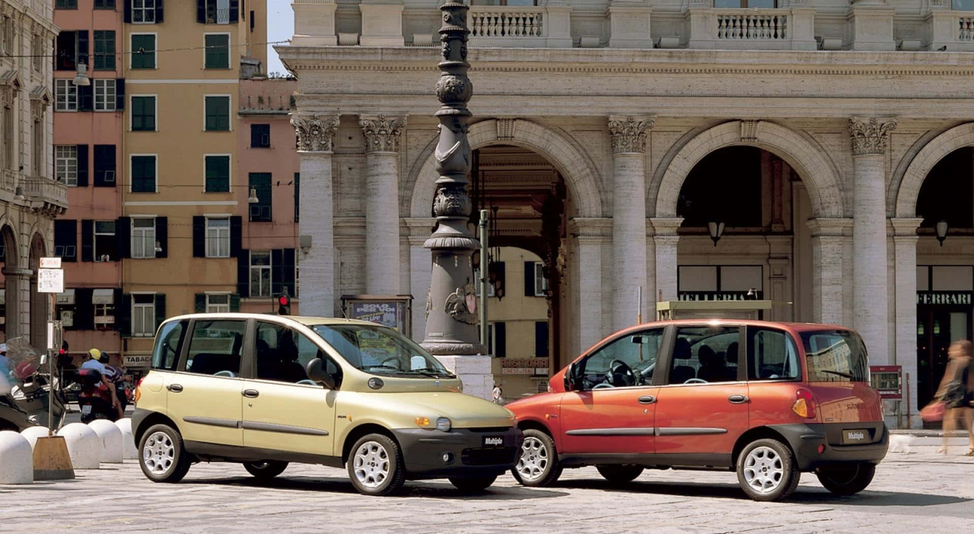Caption: Sleek Fiat Multipla Posing Elegantly On The Streets Wallpaper