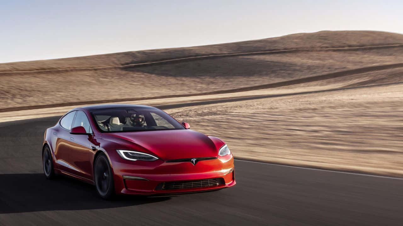 Caption: Stunning Tesla Model X Under The Starry Sky Wallpaper