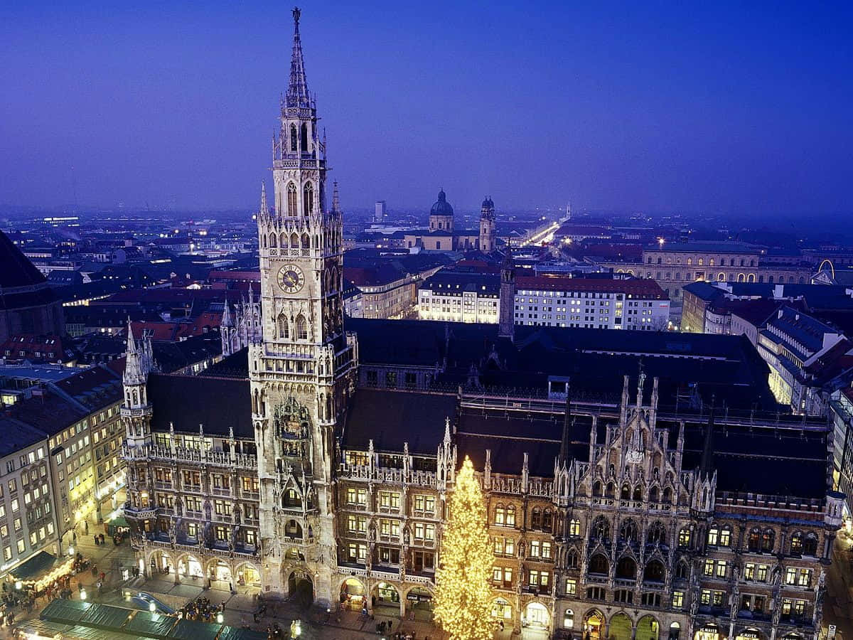 Caption: Stunning View Of The Historic Marienplatz In Munich Wallpaper