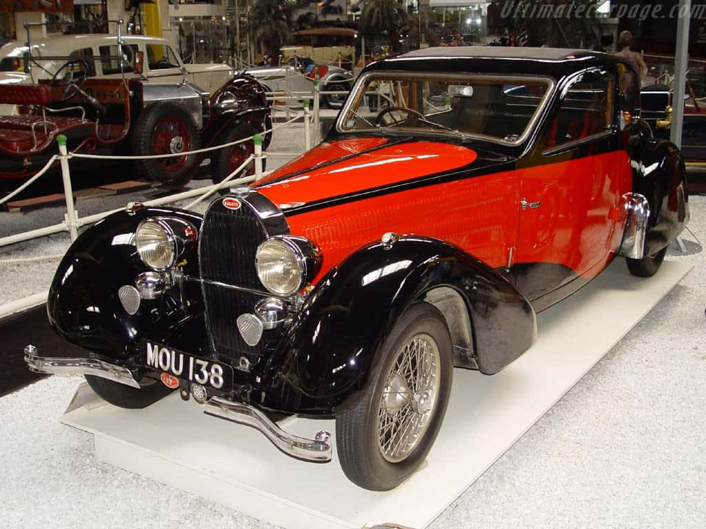 Stilisert Portrett Av En Bugatti Type 57: En Klassiker Synonymt Med Eleganse Bakgrunnsbildet