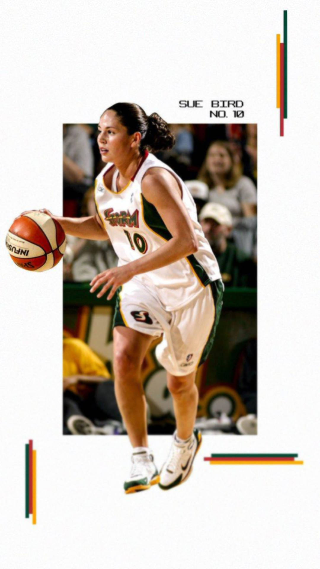 Caption: Sue Bird In Action On The Basketball Court Wallpaper