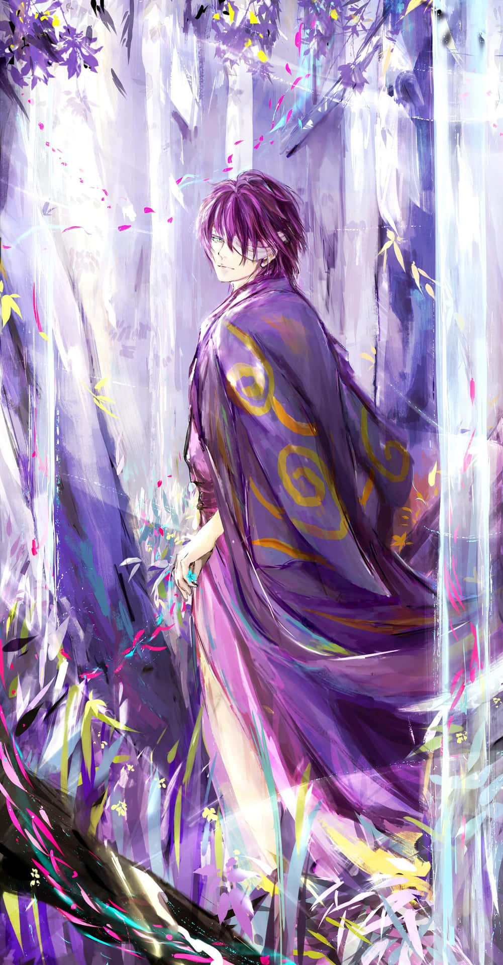 Caption: Takasugi Shinsuke From Gintama, Emanating Intensity And Power Wallpaper