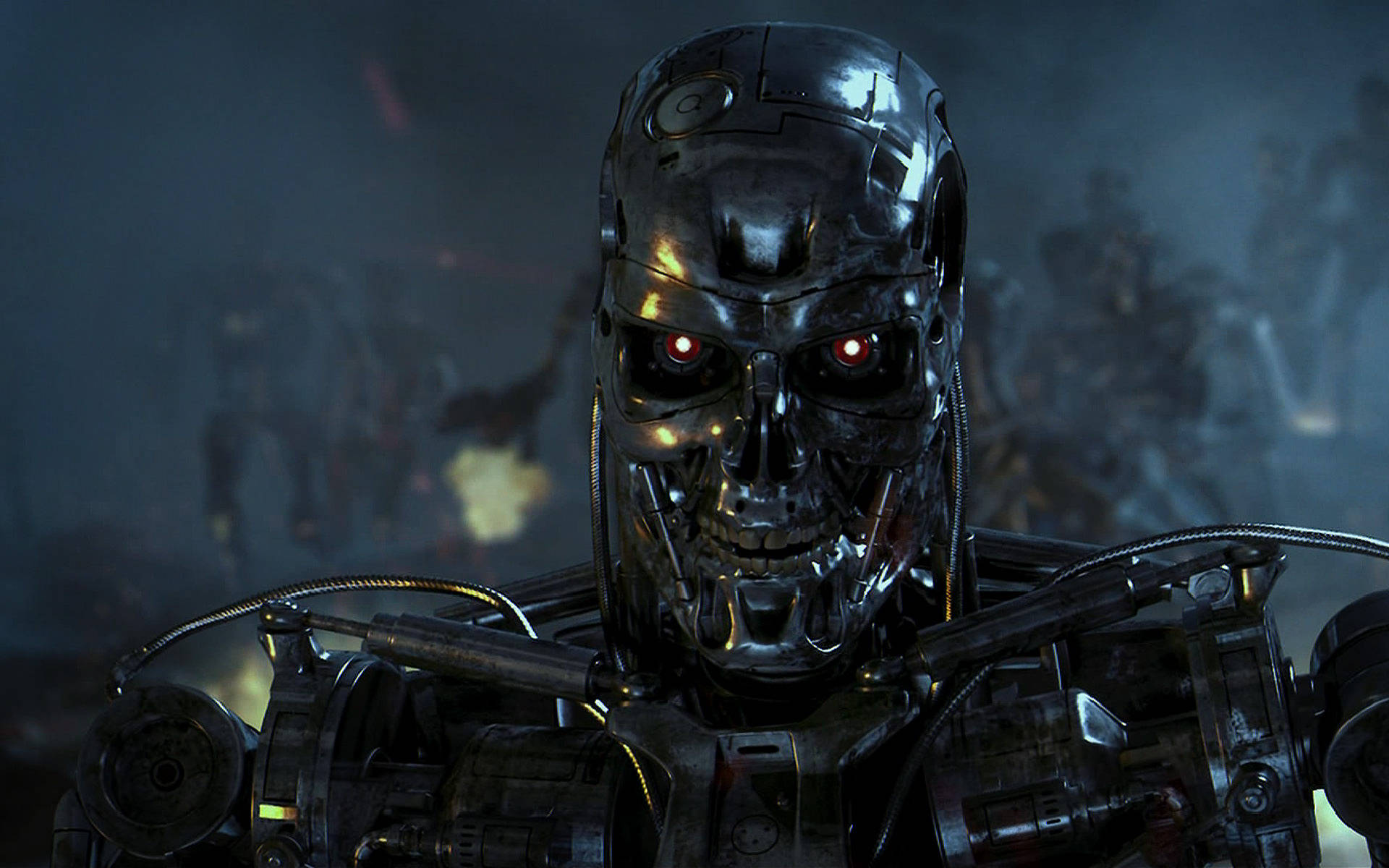 Caption: The Exhilarating Combat Between Humanity And Machine In Terminator 4k Wallpaper